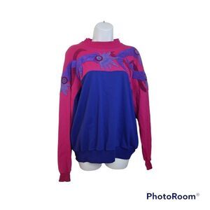 VINTAGE | Red Bandana Studio Patched Pink & Purple Sweatshirt Size Large